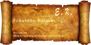Eckstein Kálmán névjegykártya